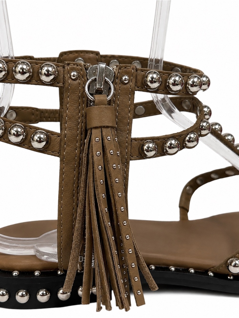 ASH Women's Power Studded Sandals Leather Brown Gladiator Caged 39 - Picture 3 of 7